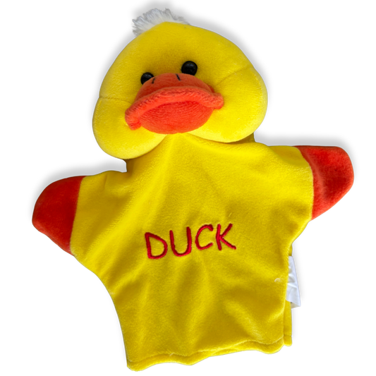 YELLOW DUCK HAND PUPPET SOFT TOY – 15 CM