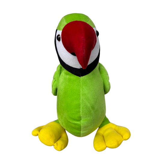 GREEN PARROT SOFT TOY WITH COLORFUL WINGS – 30 CM