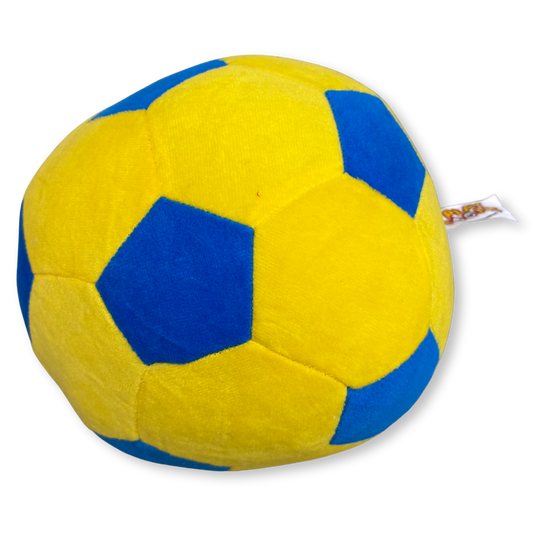 PLUSH SOCCER BALL TOY - YELLOW/BLUE
