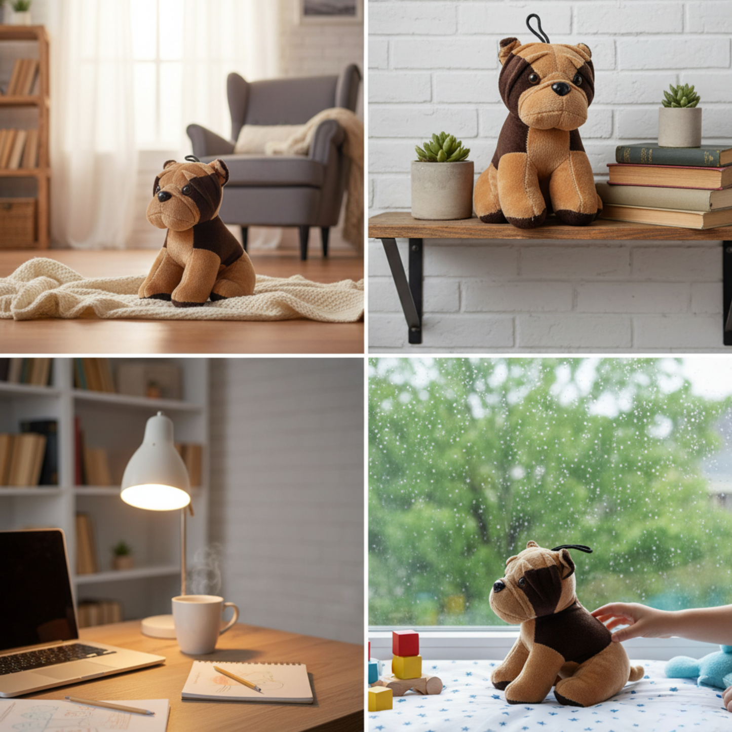 BROWN BOXER PUPPY PLUSH TOY - 20 CMS