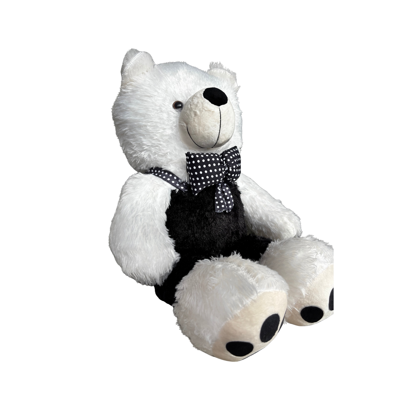 JUMBO TEDDY BEAR WITH POLKA BOW - 90 CMS