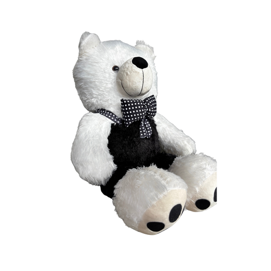 JUMBO TEDDY BEAR WITH POLKA BOW - 90 CMS