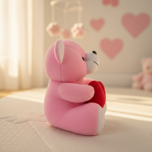 MINI PINK TEDDY BEAR WITH HEART – 15CM
