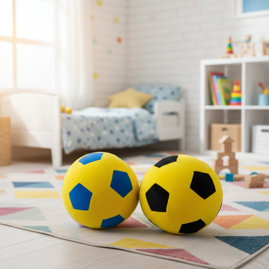 PLUSH SOCCER BALL TOY - YELLOW/BLUE