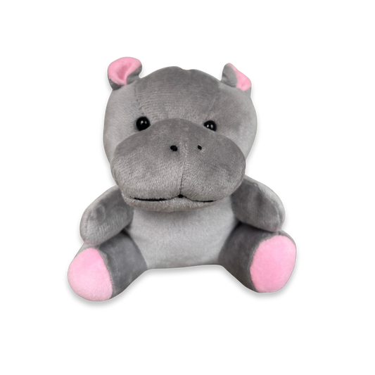 GREY HANGING HIPPO SOFT TOY - 15 CM