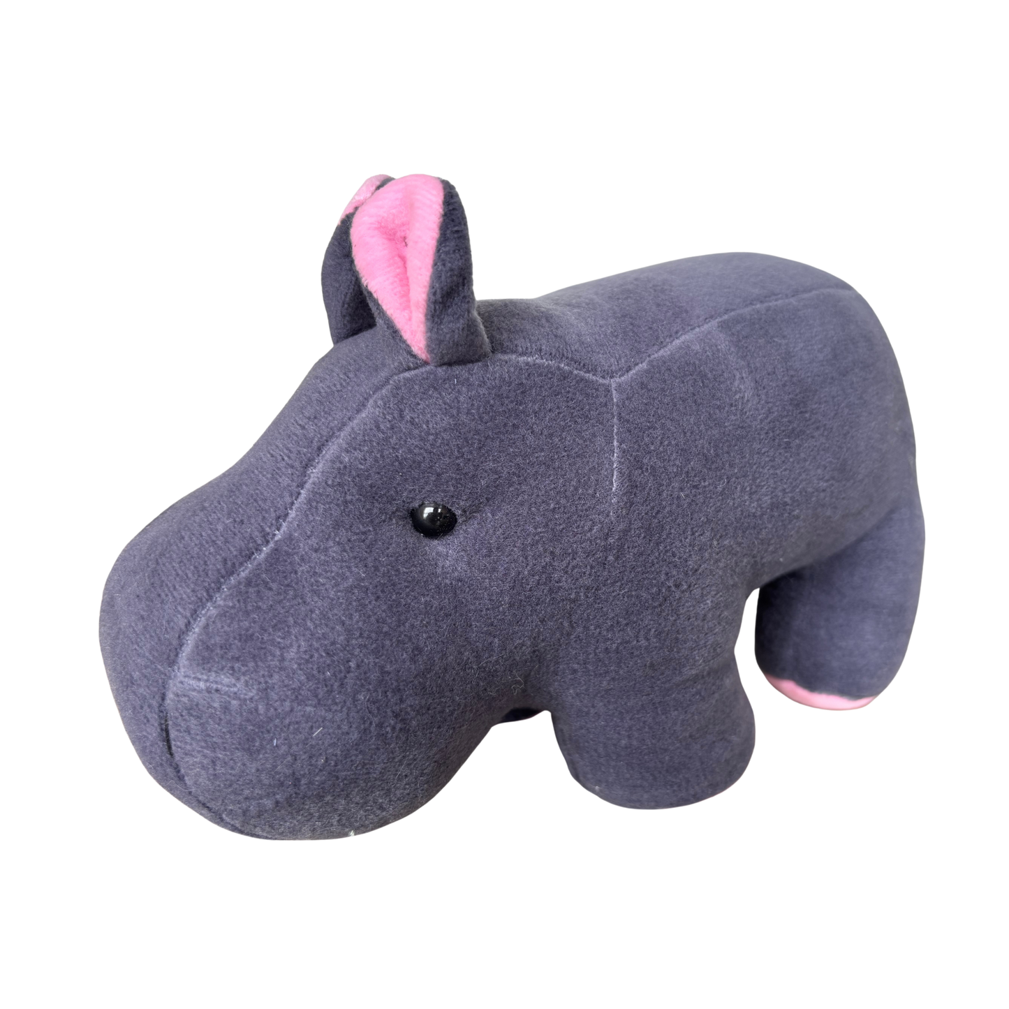 GREY HIPPO SOFT TOY WITH PINK EARS – 15 CM