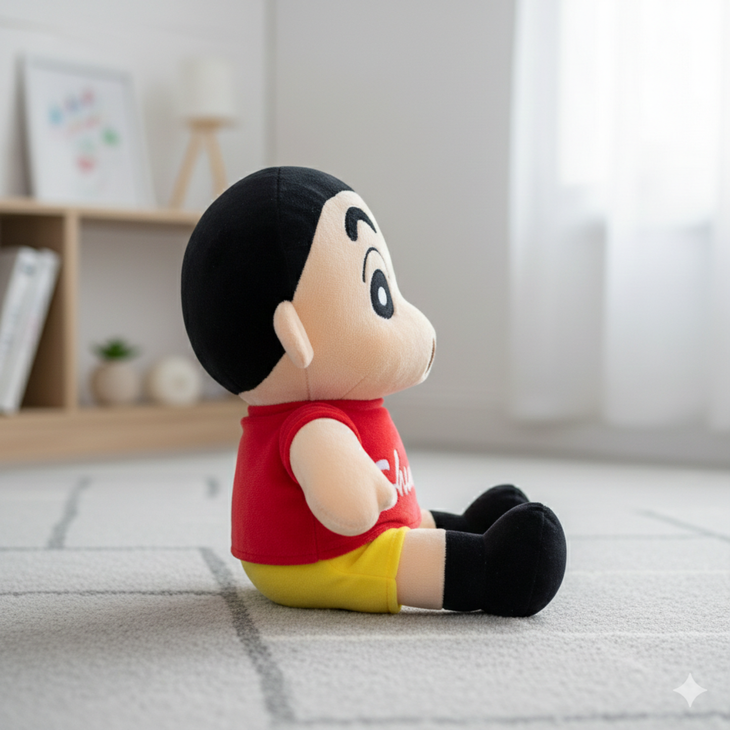 CUTE CARTOON BOY PLUSH TOY IN RED SHIRT - 35 CMS