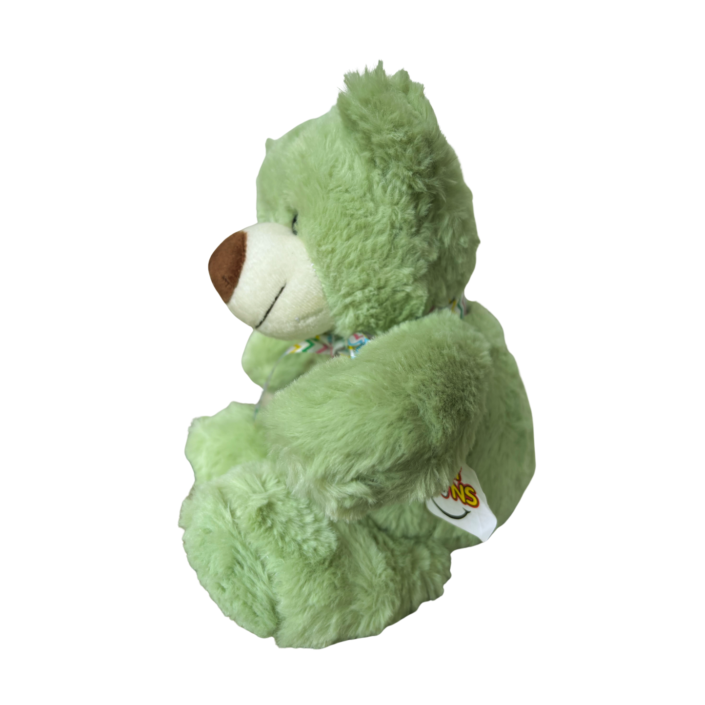 GREEN TEDDY BEAR SOFT TOY WITH BOW - 29 CMS