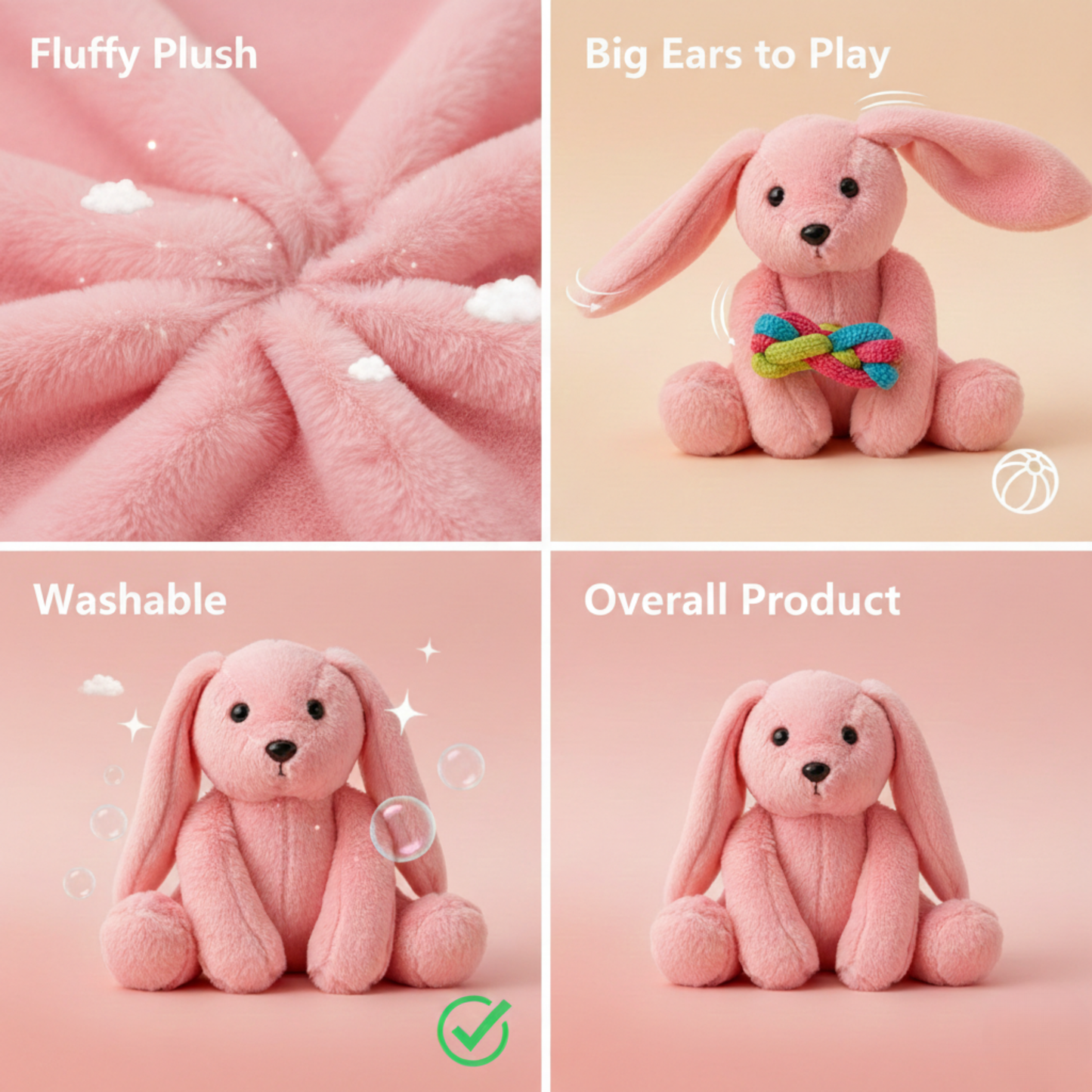 ADORABLE LIGHT PINK BUNNY PLUSH TOY - 45 CMS