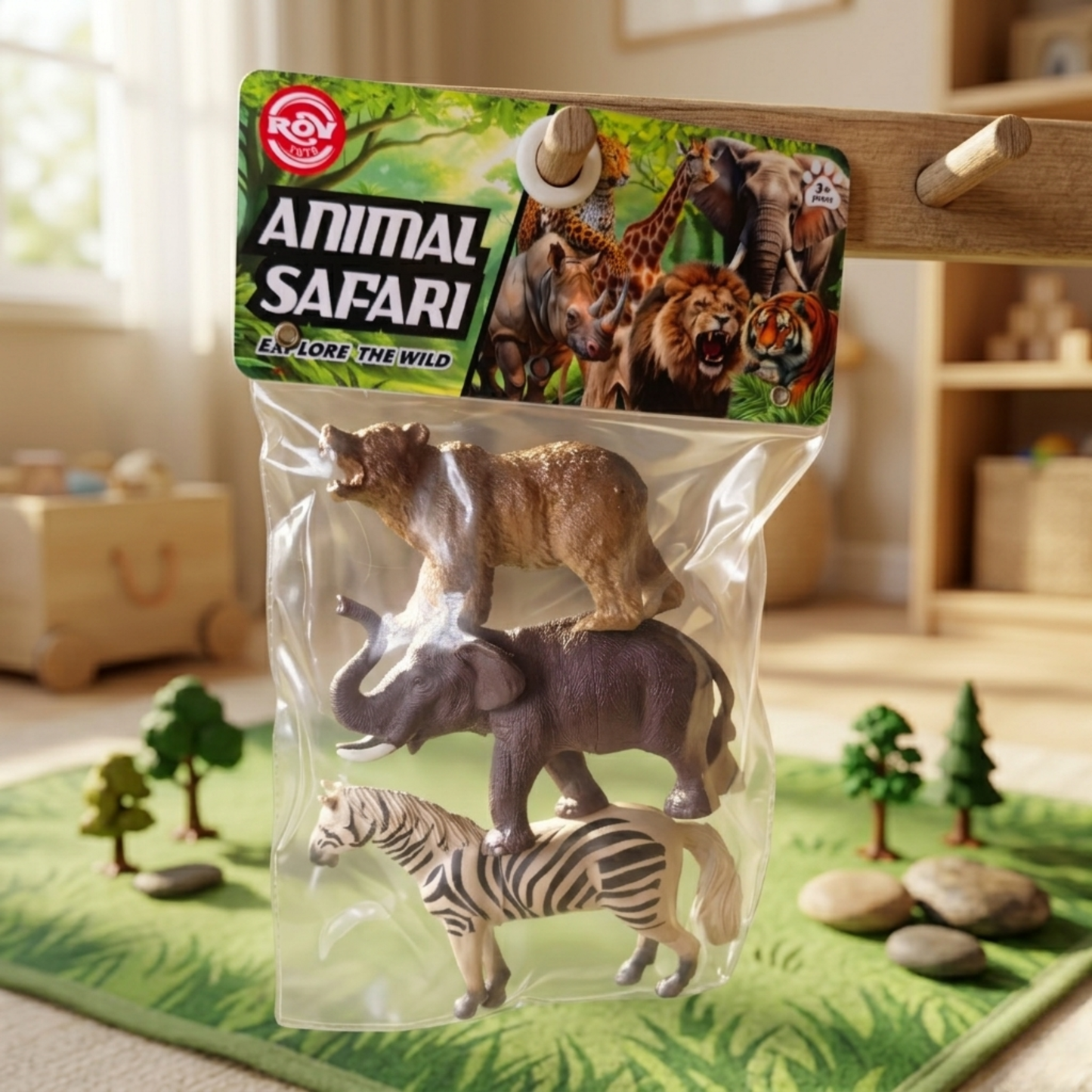 WILD SAFARI ANIMAL FIGURES (PACK OF 3)