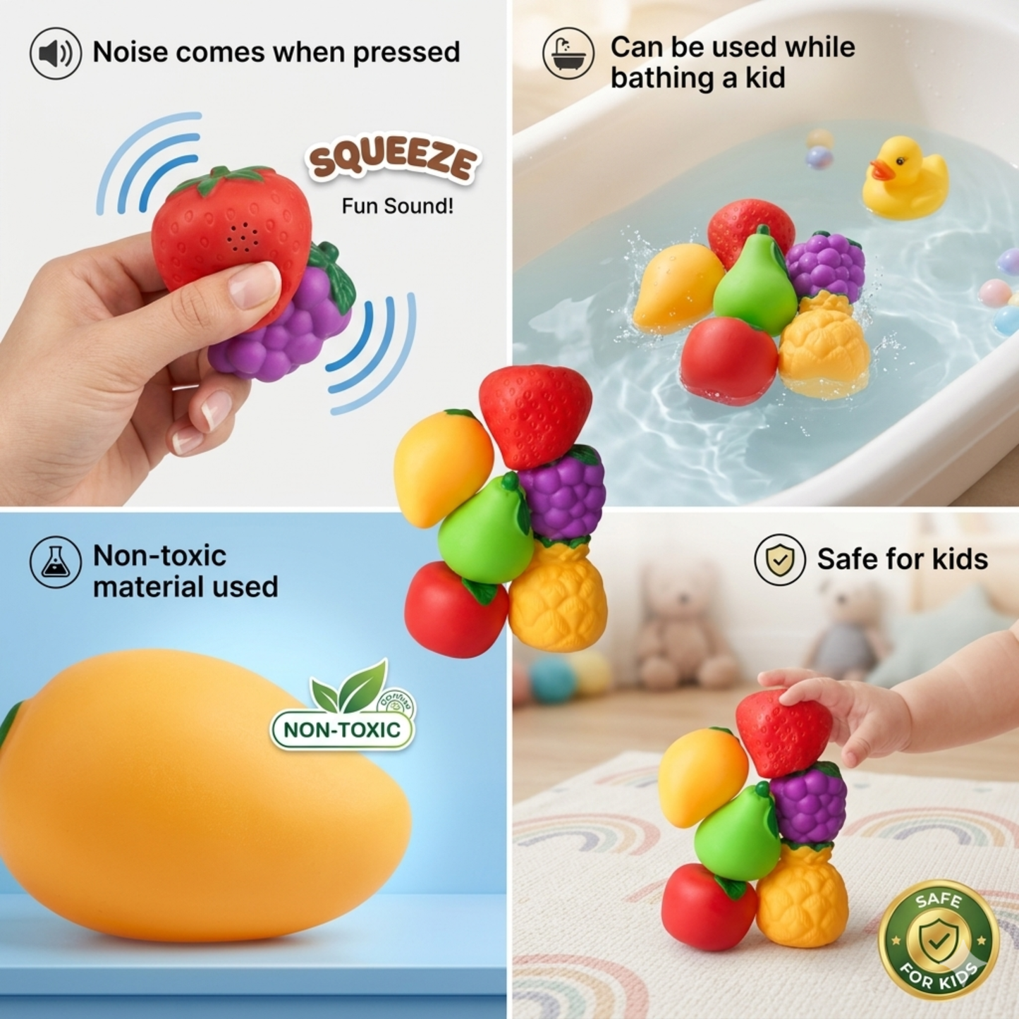 Squeezy Fruit Chu Chu Toy (Set of 6)