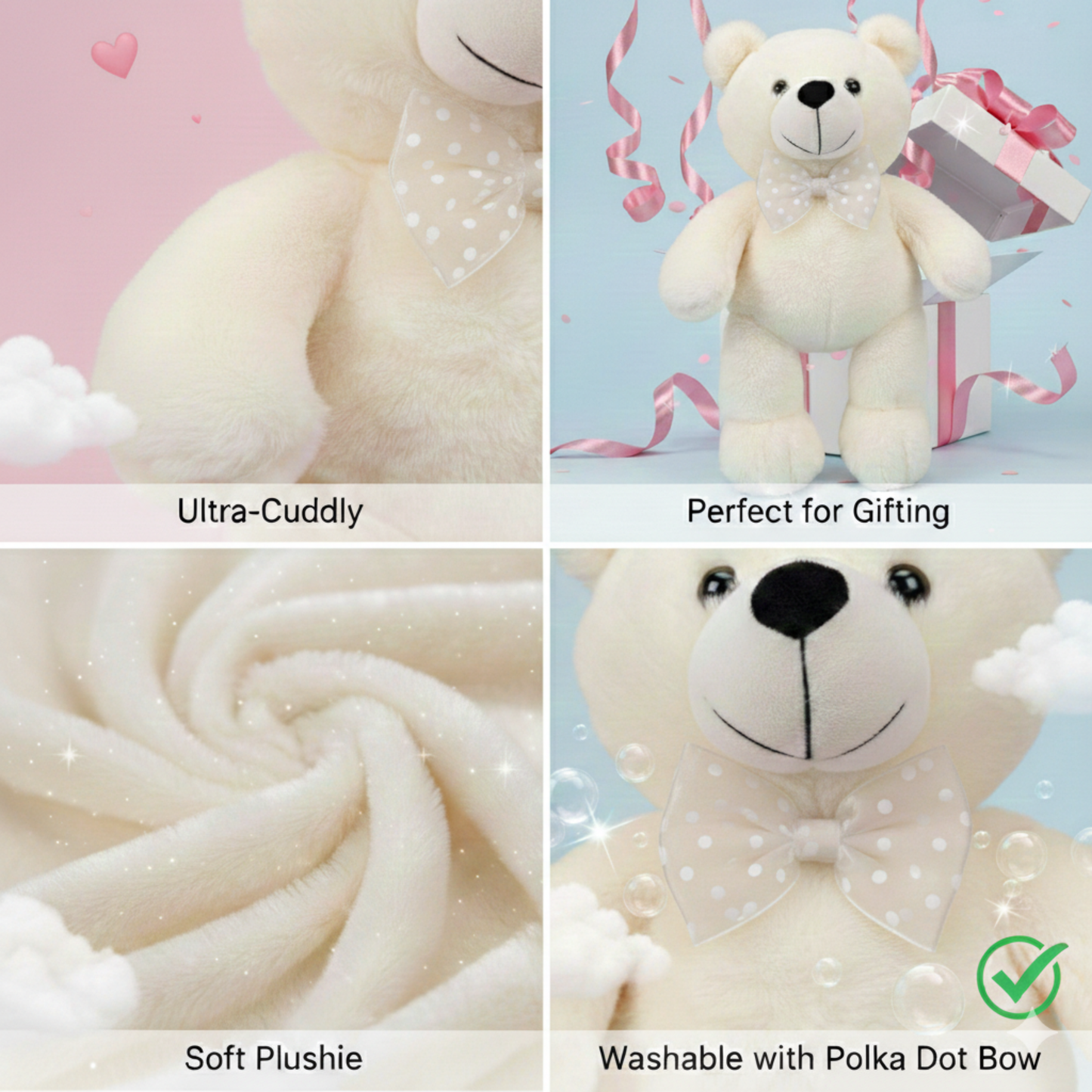 CLASSIC WHITE TEDDY BEAR - 50 CMS