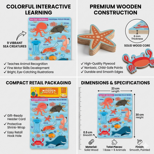 WATER ANIMALS WOODEN PUZZLE