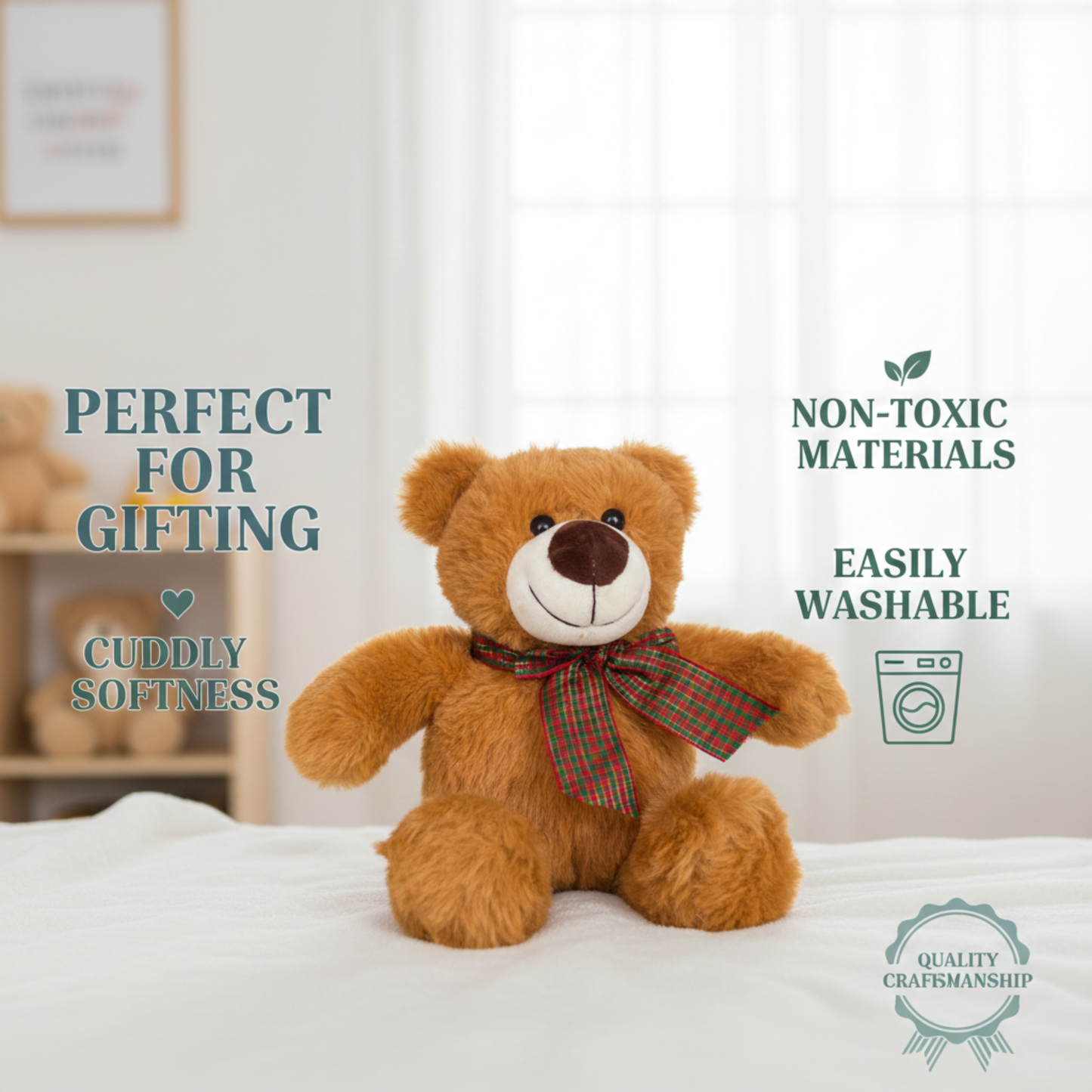CLASSIC TEDDY BEAR WITH BOW - 29 CMS