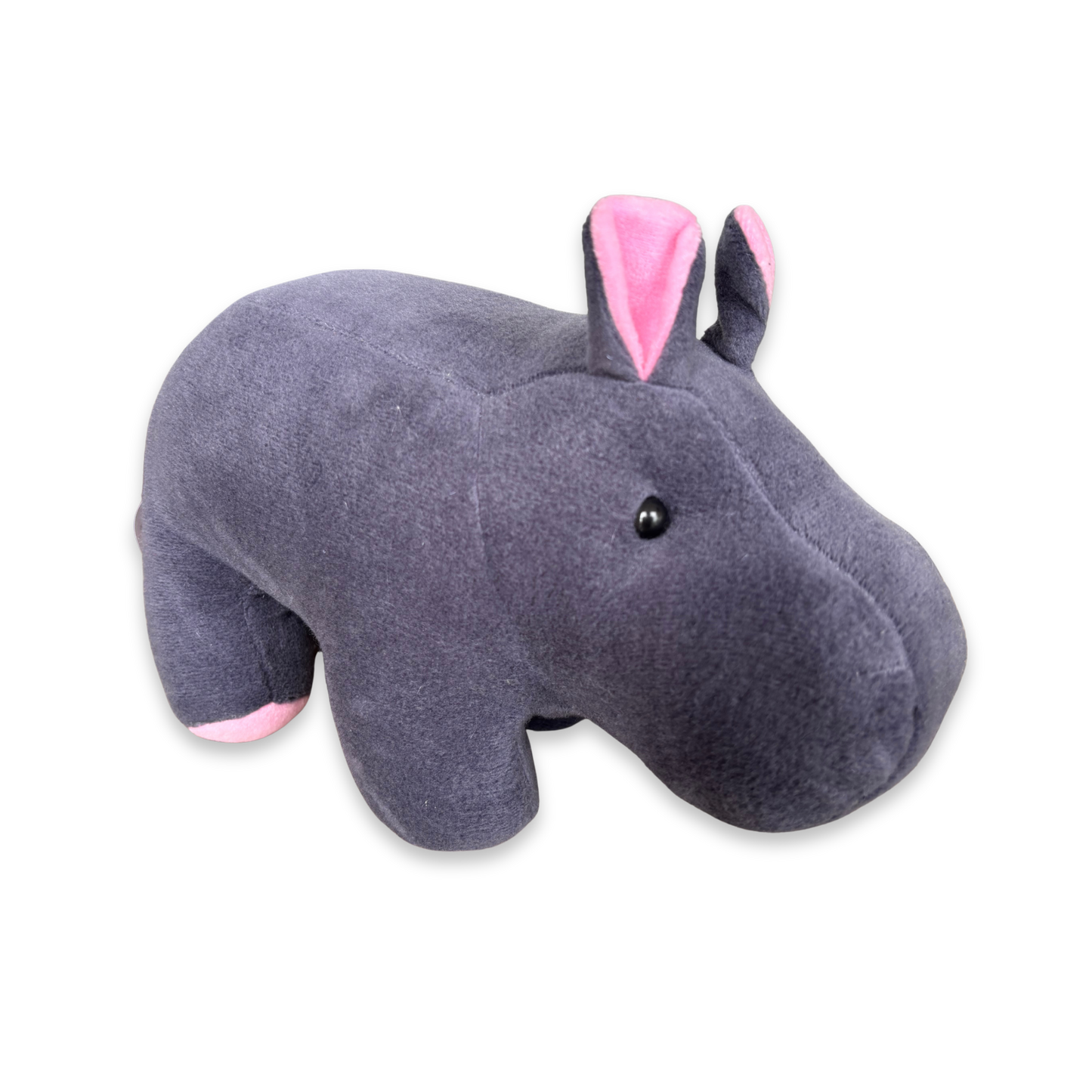 GREY HIPPO SOFT TOY WITH PINK EARS – 15 CM
