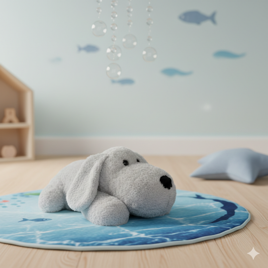 GREY FLOPPY DOG SOFT TOY – 40 CM