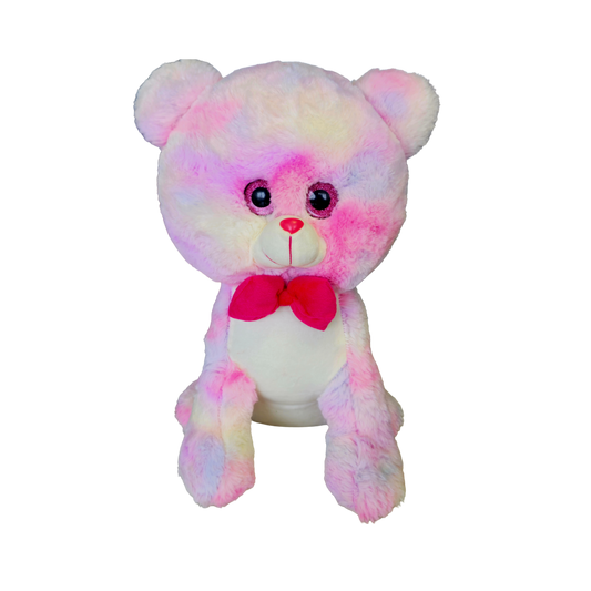 PASTEL MULTICOLOR TEDDY BEAR SOFT TOY WITH BOW – 38CM