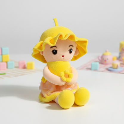 YELLOW UMBRELLA RAINCOAT GIRL SOFT PLUSH HANGING TOY DOLL - 40 CM