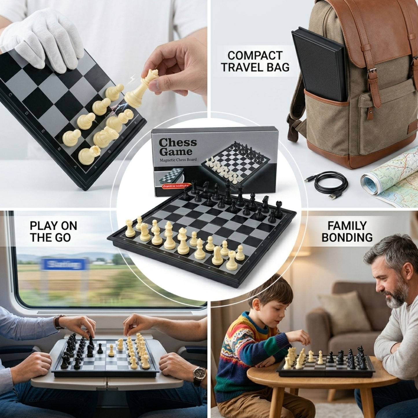 Magnetic Travel Chess Set - Foldable & Portable