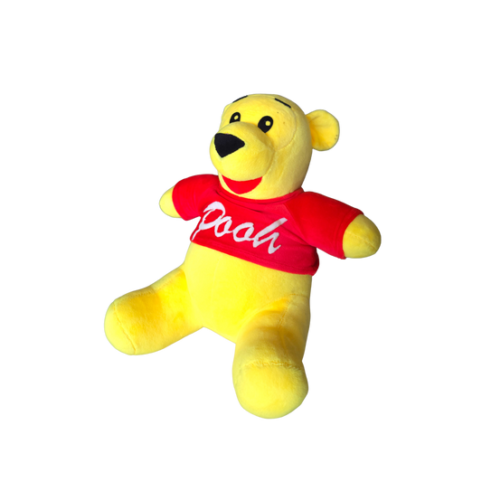 YELLOW BEAR WITH RED SHIRT - 30 cms