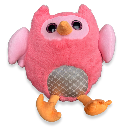PINK OWL SOFT TOY - 35 CMS