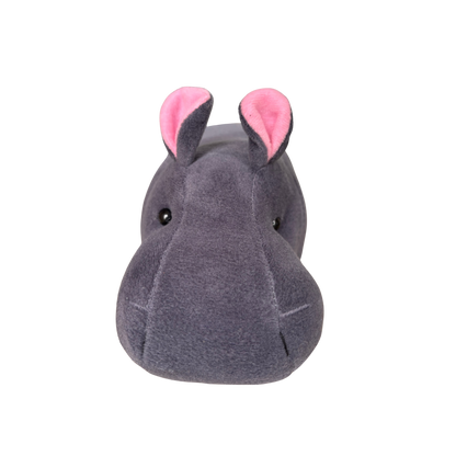 GREY HIPPO SOFT TOY WITH PINK EARS – 15 CM