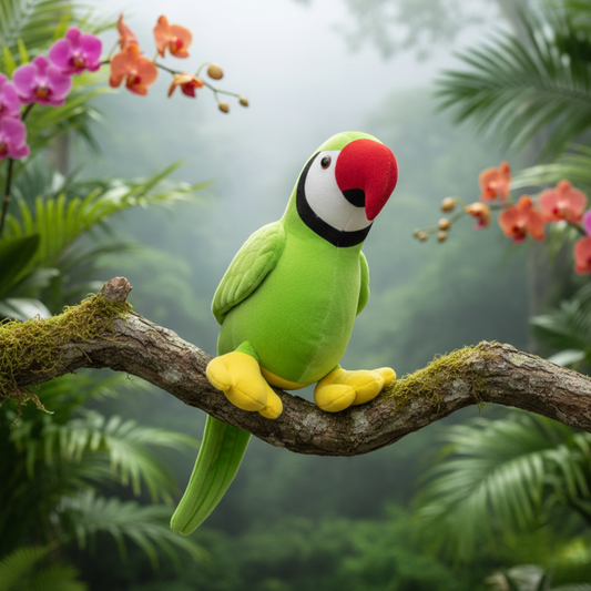 GREEN PARROT SOFT TOY WITH COLORFUL WINGS – 30 CM