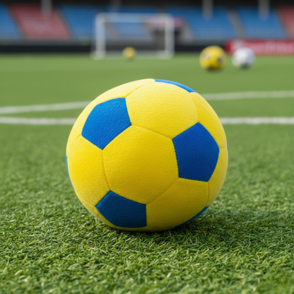 PLUSH SOCCER BALL TOY - YELLOW/BLUE