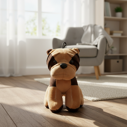BROWN BOXER PUPPY PLUSH TOY - 30 CMS