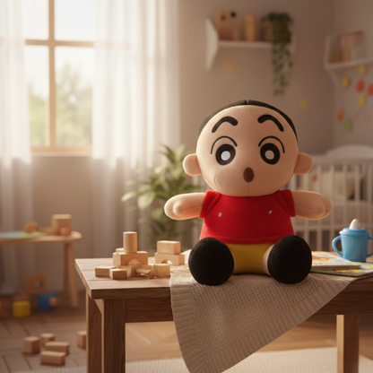 CUTE CARTOON BOY PLUSH TOY IN RED SHIRT - 35 CMS