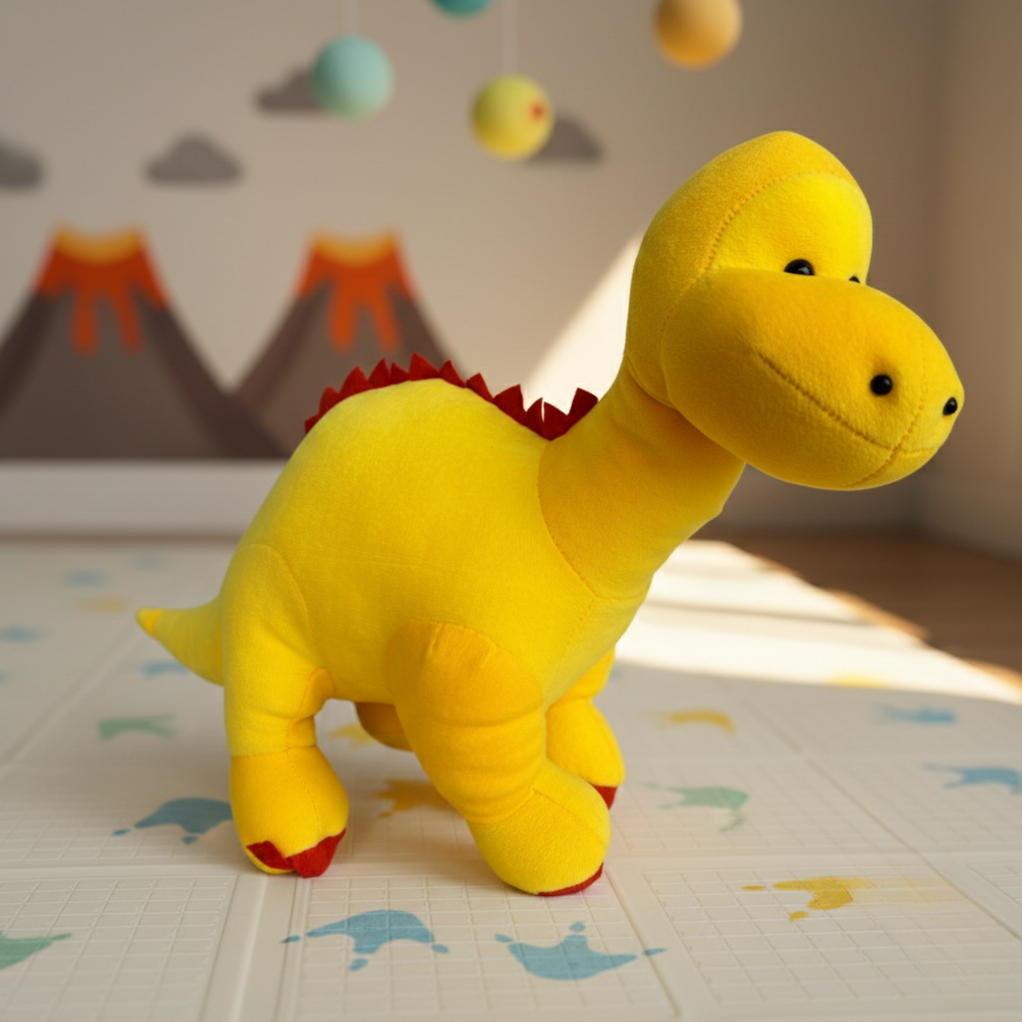 YELLOW DINOSOUR SOFT TOY - 25 CMS