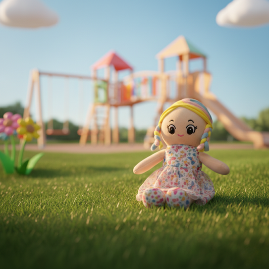 BUTTERFLY PRINT SOFT DOLL - 50 CMS