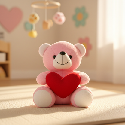 MINI PINK TEDDY BEAR WITH HEART – 15CM