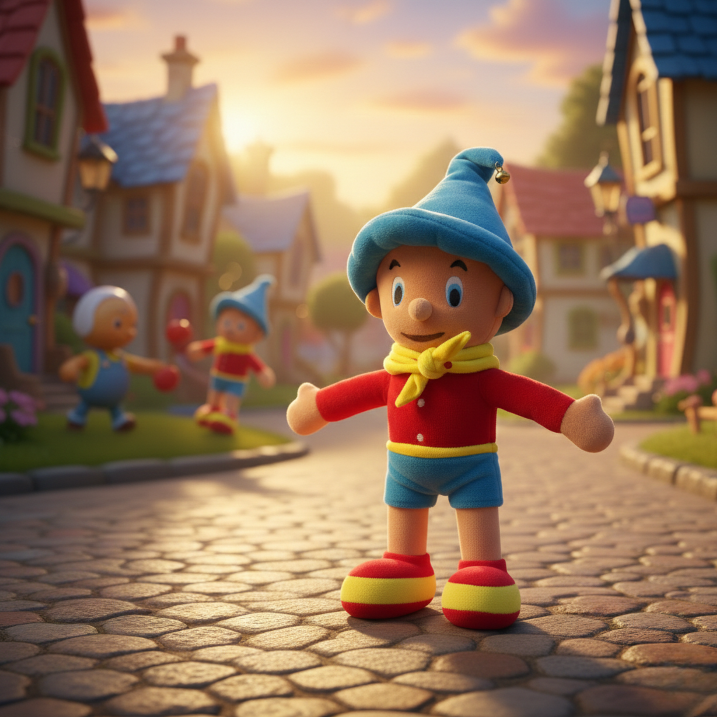 CUTE BOY WIZARD PLUSH TOY BLUE HAT YELLOW SCARF - 40 CMS