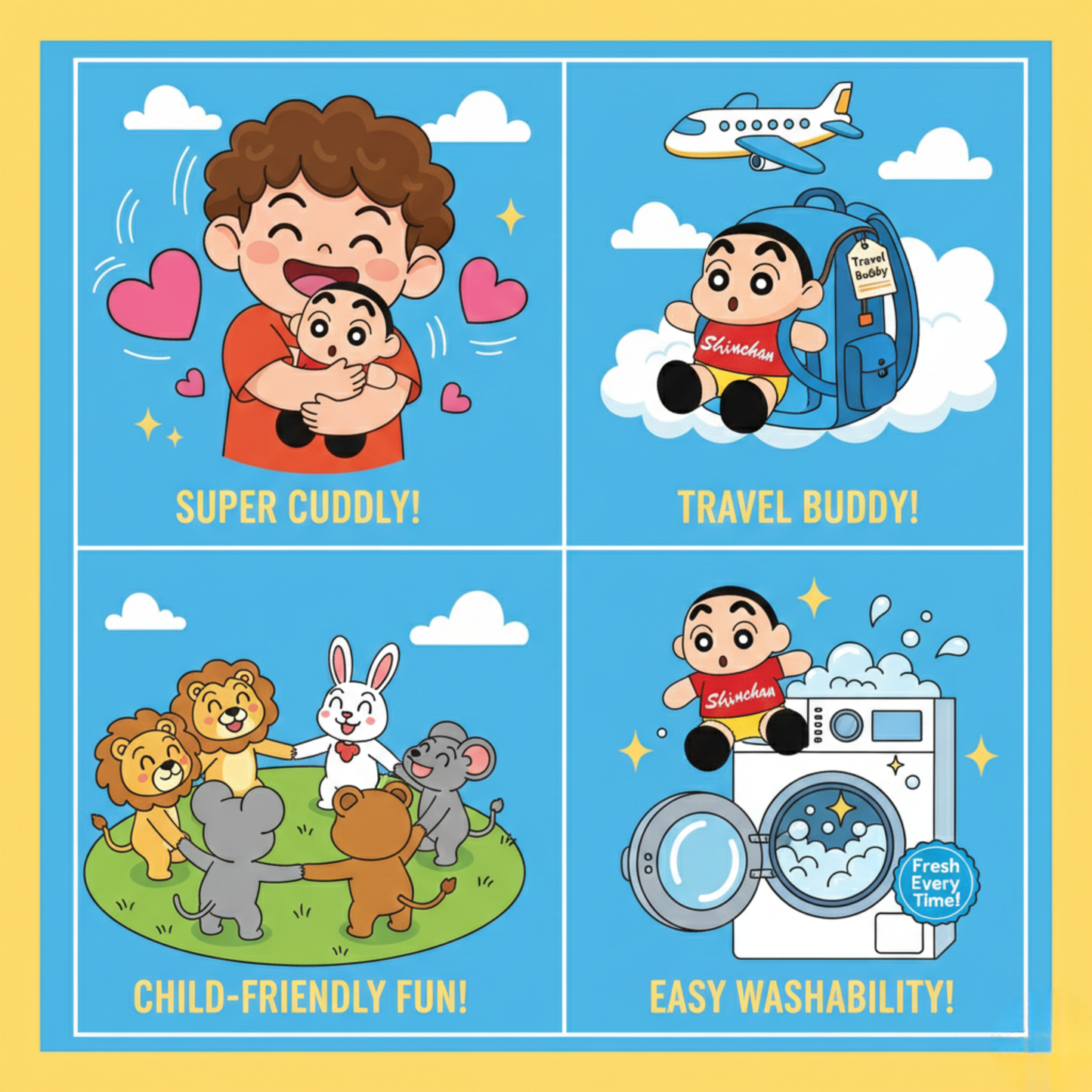 CUTE CARTOON BOY PLUSH TOY IN RED SHIRT - 35 CMS