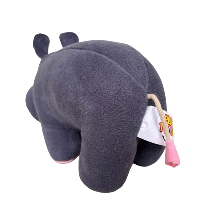 GREY HIPPO SOFT TOY WITH PINK EARS – 15 CM