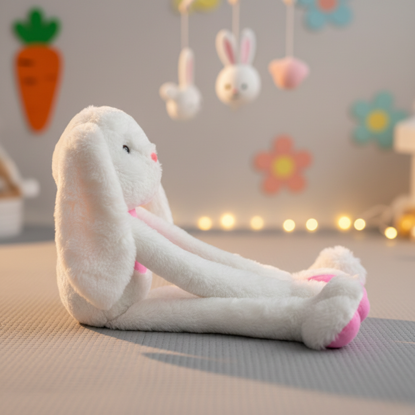 LONG LEGGED WHITE BUNNY SOFT TOY - 62 cm