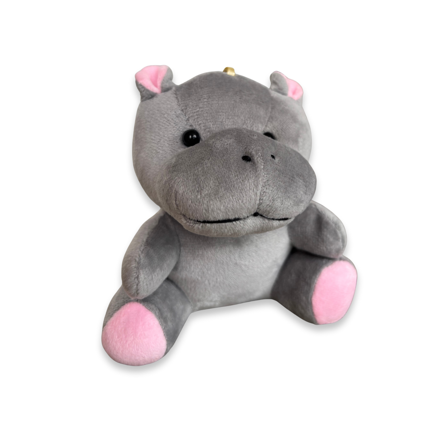 GREY HANGING HIPPO SOFT TOY - 15 CM