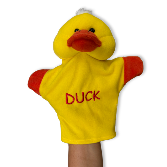 YELLOW DUCK HAND PUPPET SOFT TOY – 15 CM
