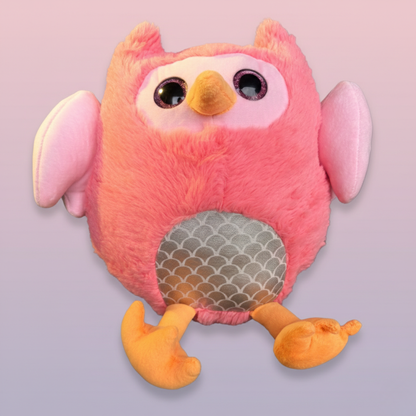 PINK OWL SOFT TOY - 35 CMS