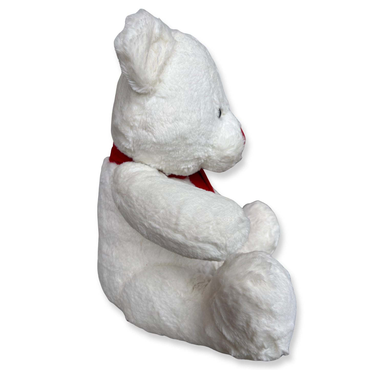 CLASSIC WHITE TEDDY BEAR SOFT TOY WITH RED SCARF – 36 CM