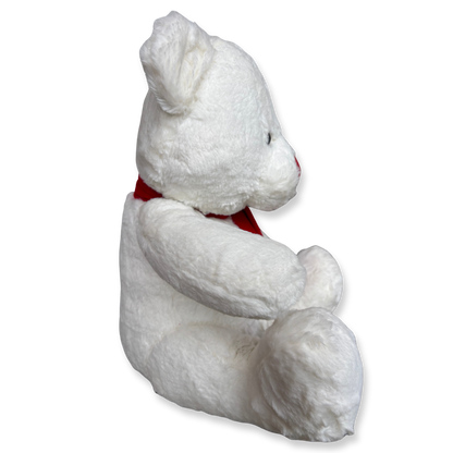 CLASSIC WHITE TEDDY BEAR SOFT TOY WITH RED SCARF – 36 CM
