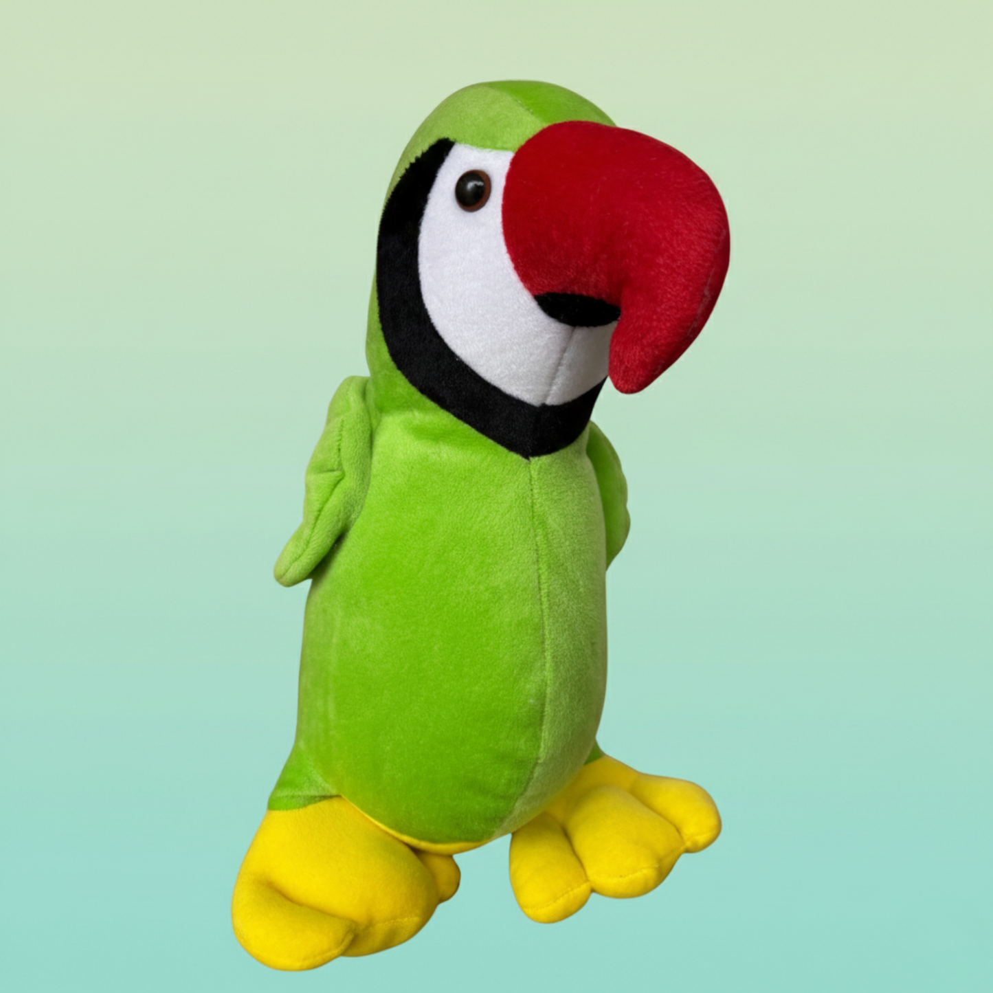 GREEN PARROT SOFT TOY WITH COLORFUL WINGS – 30 CM