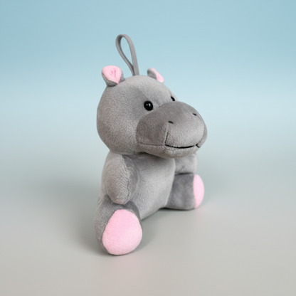 GREY HANGING HIPPO SOFT TOY - 15 CM