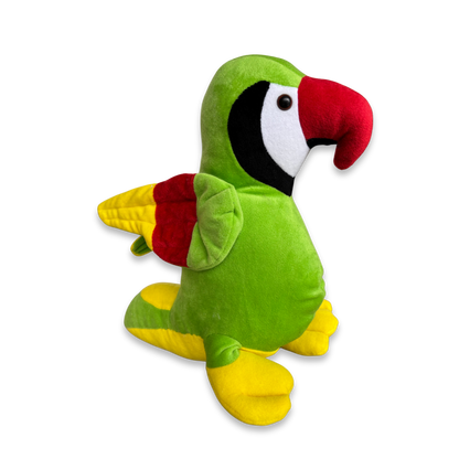 GREEN PARROT SOFT TOY WITH COLORFUL WINGS – 30 CM