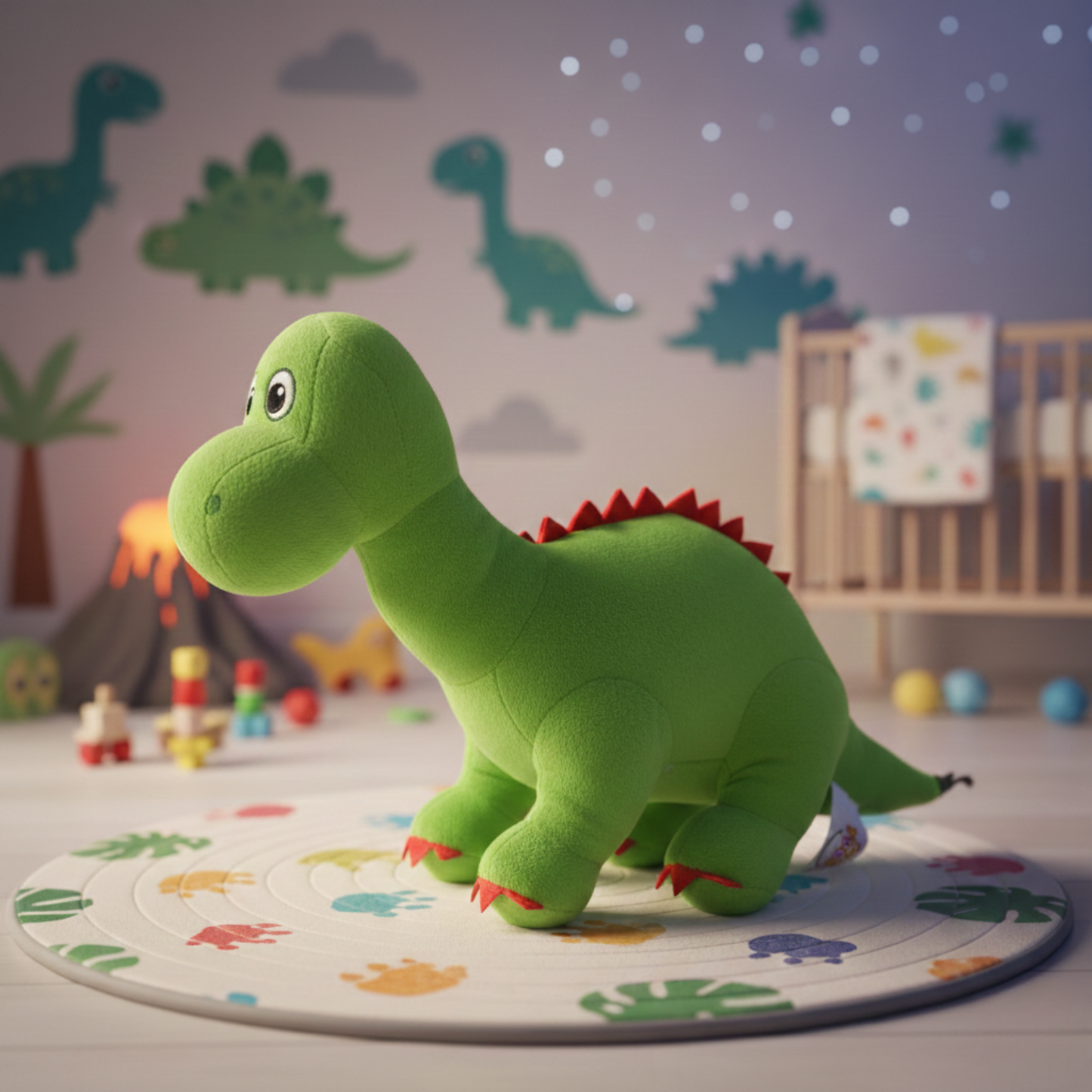 GREEN DINOSOUR SOFT TOY - 25 CMS