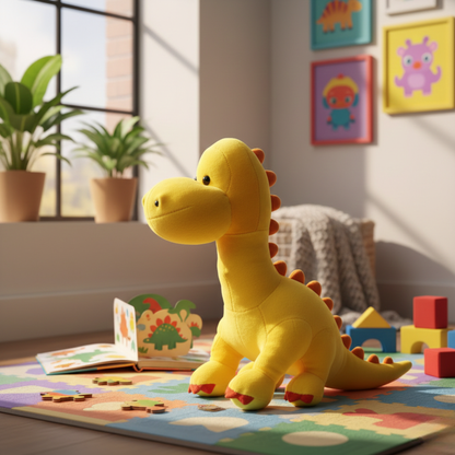 YELLOW DINOSOUR SOFT TOY - 25 CMS