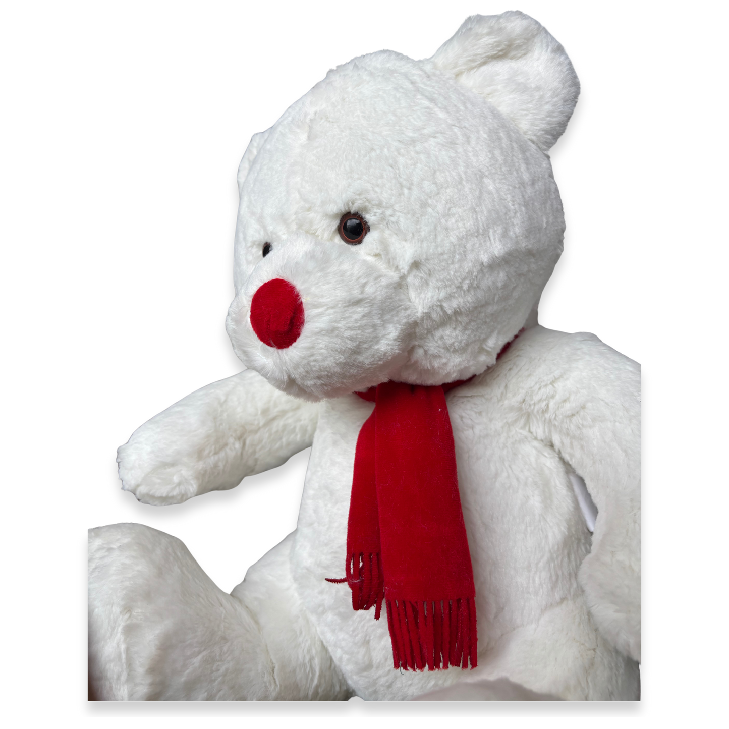 CLASSIC WHITE TEDDY BEAR SOFT TOY WITH RED SCARF – 36 CM