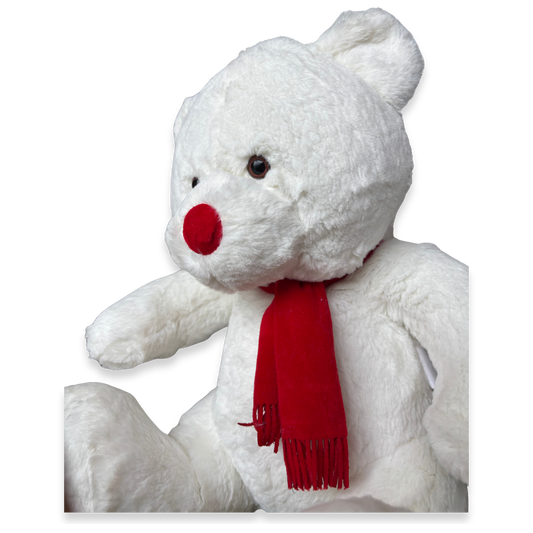 CLASSIC WHITE TEDDY BEAR SOFT TOY WITH RED SCARF – 36 CM