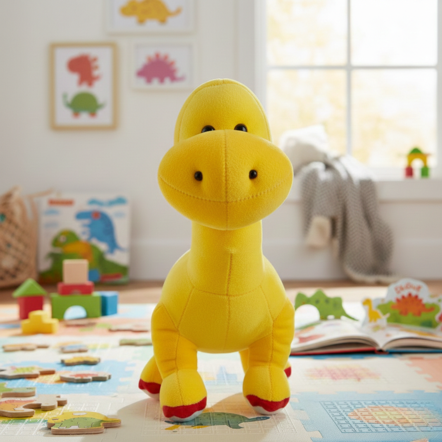 YELLOW DINOSOUR SOFT TOY - 25 CMS